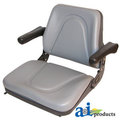 A & I Products Seat, Universal w/ Slide Track & Flip-Up Armrests, Plastic Pan, GRY VINYL 22.75" x12" x21" A-T500GY